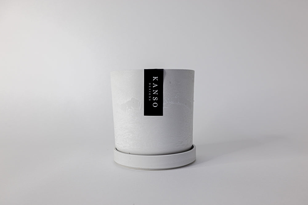 Kanso - 4" Signature Planter & Saucer | White Stone