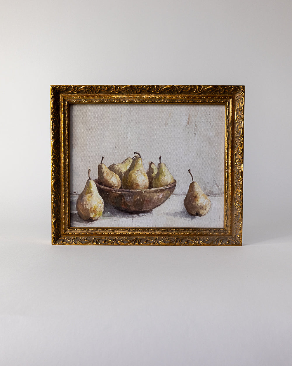 Luxe B C0. Watercolor Pears | French Brass Gold Mould Framed Art: 8 x 10