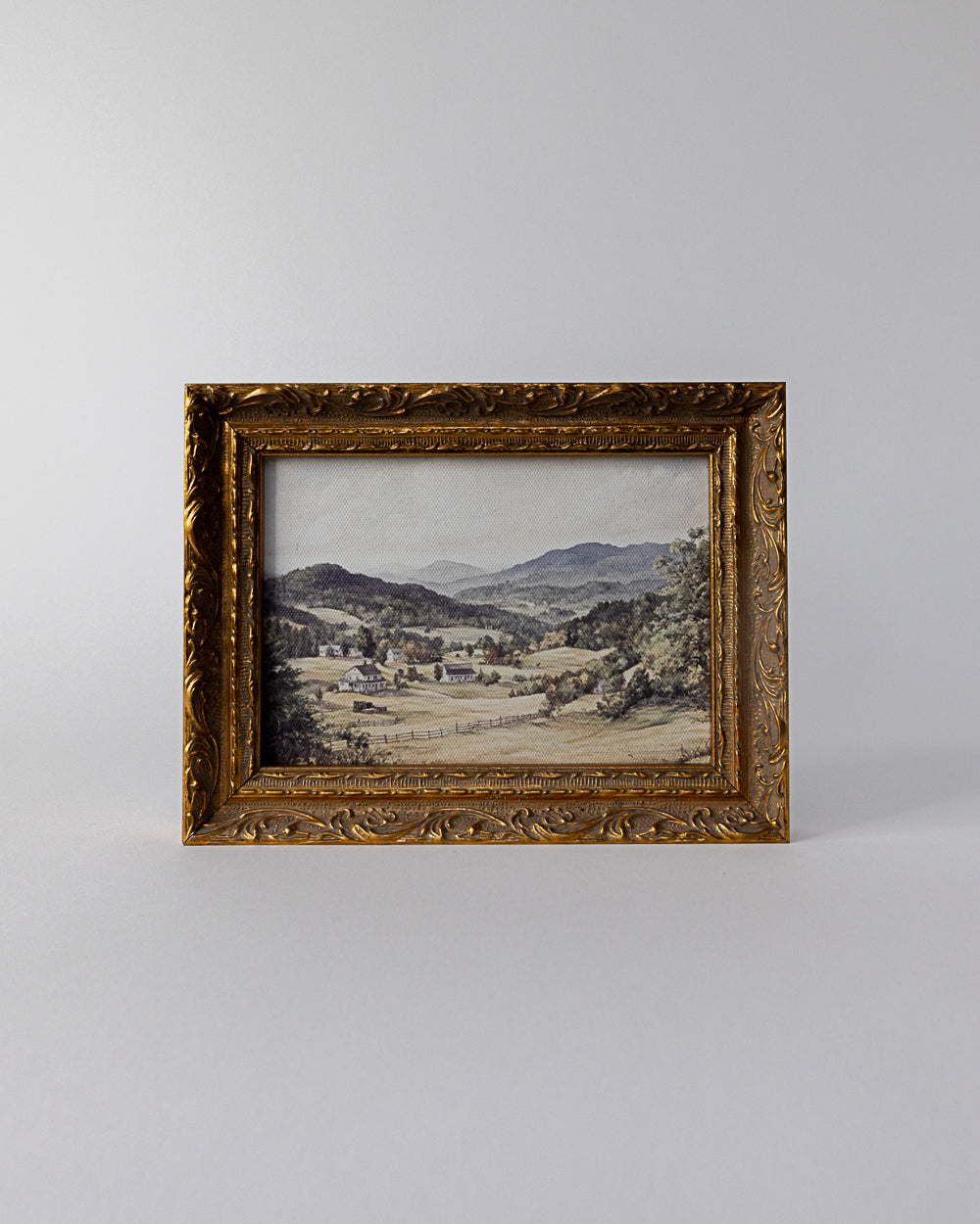 Luxe B Co. Mountain Countryside | French Brass Gold Mould Framed Art: 5 x 7