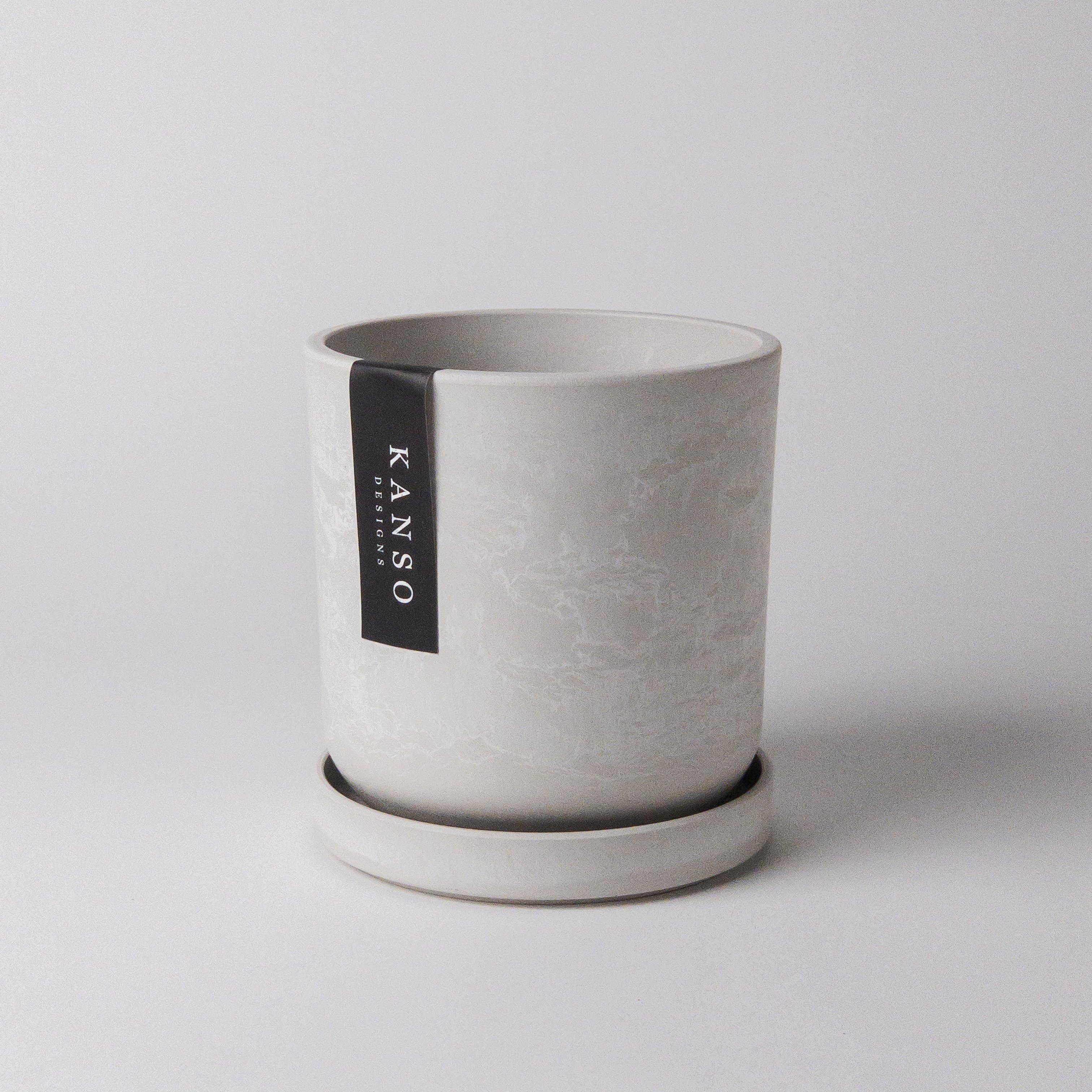 Kanso - 4" Signature Planter & Saucer | White Stone