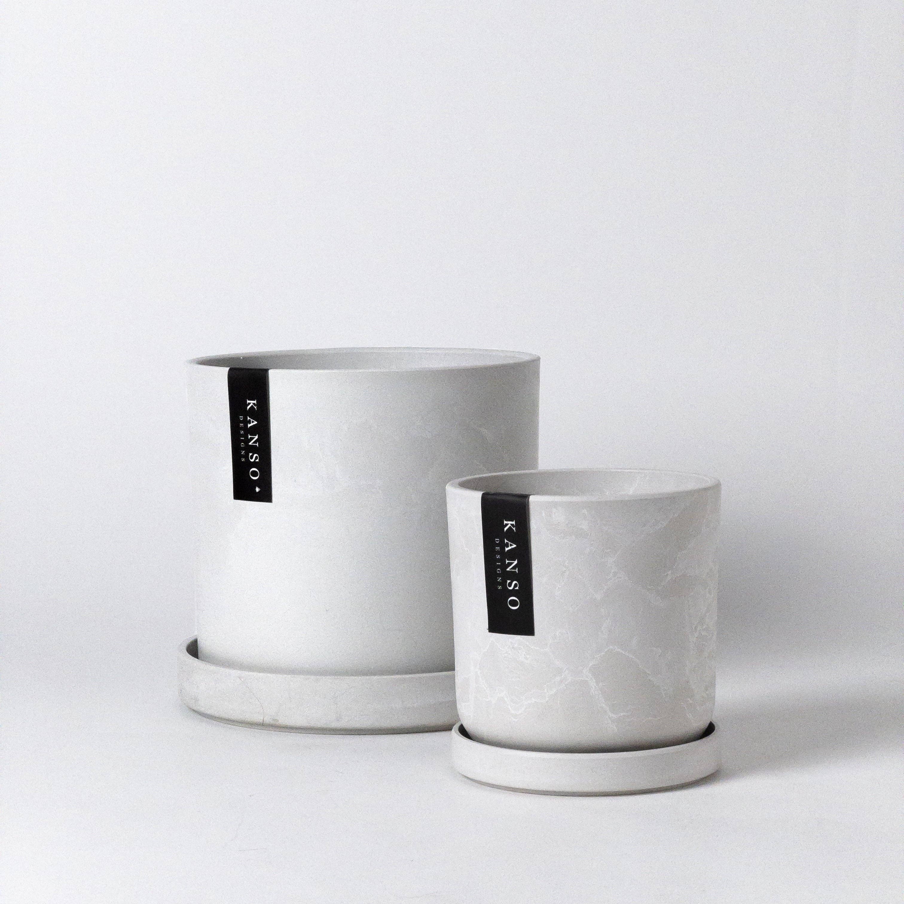 Kanso - 7" Signature Planter & Saucer | White Stone