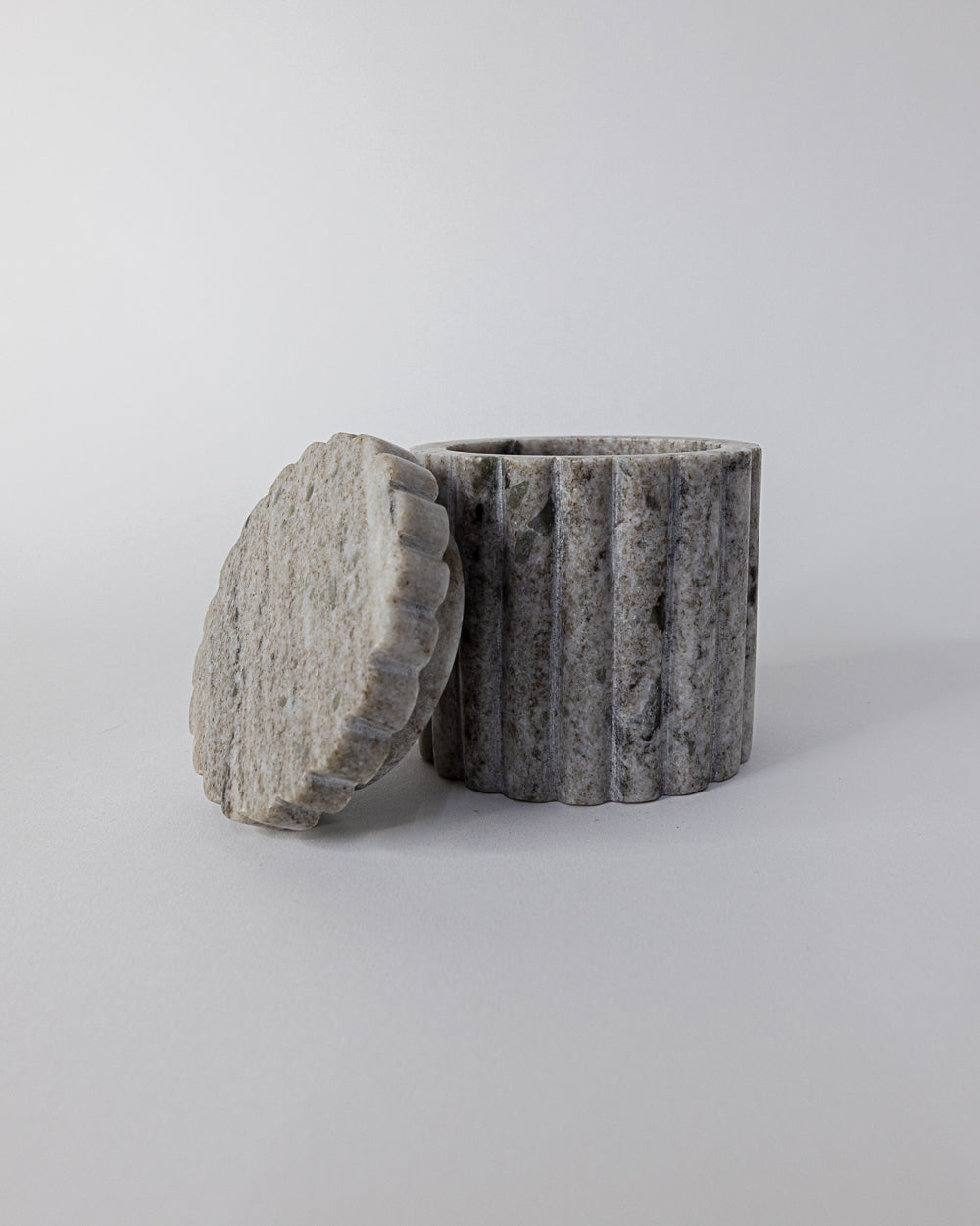 Luxe B Co - Beige Marble Fluted Jar