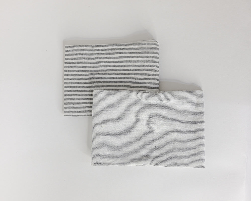 Farmers Son Co. - Linen Kitchen Towel - Grey & White Ticking