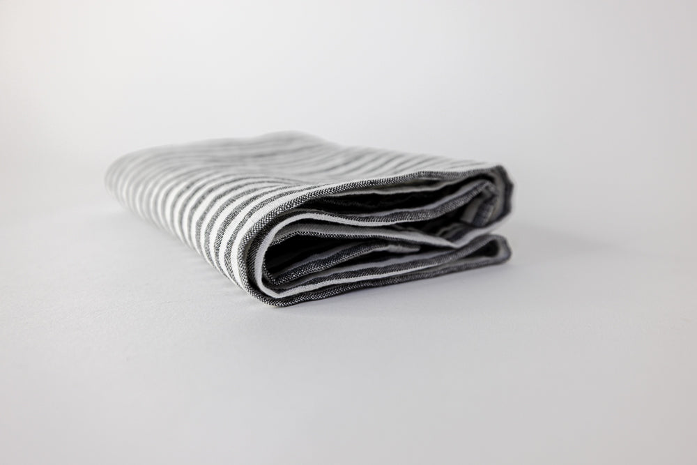 Farmers Son Co. - Linen Kitchen Towel - Grey & White Ticking