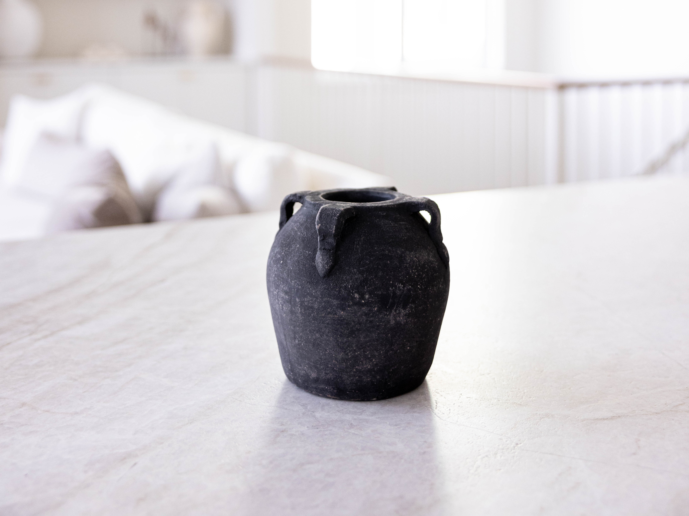 Luxe B Co - Noir Black Wash Vase With Handles Small