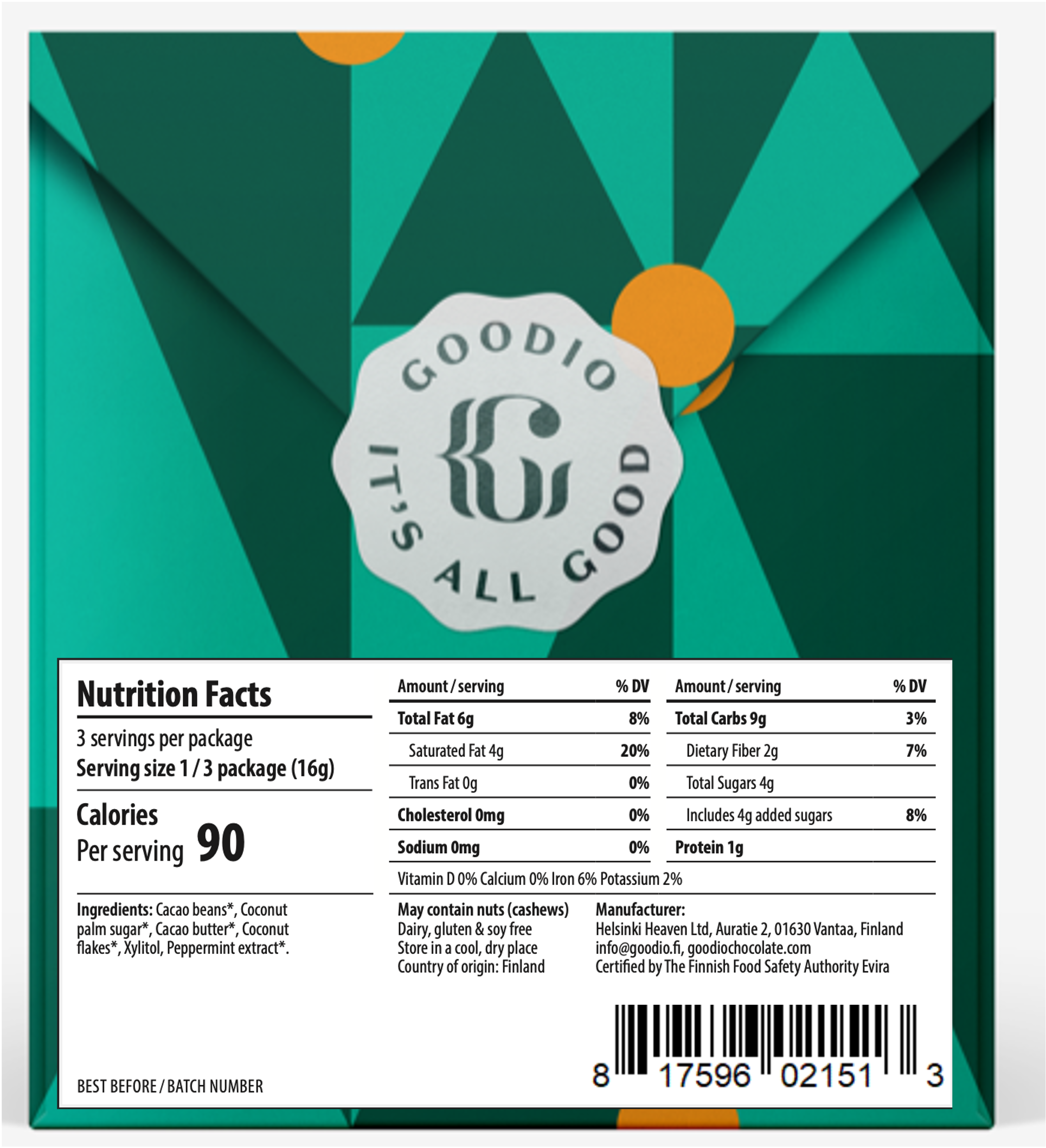 Goodio Peppermint Crunch Chocolate 49%