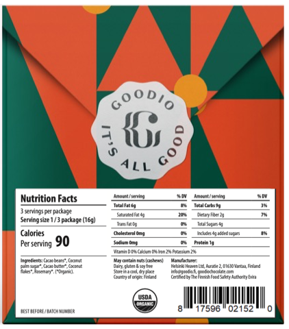 Goodio Caramelized Rosemary Chocolate 49%