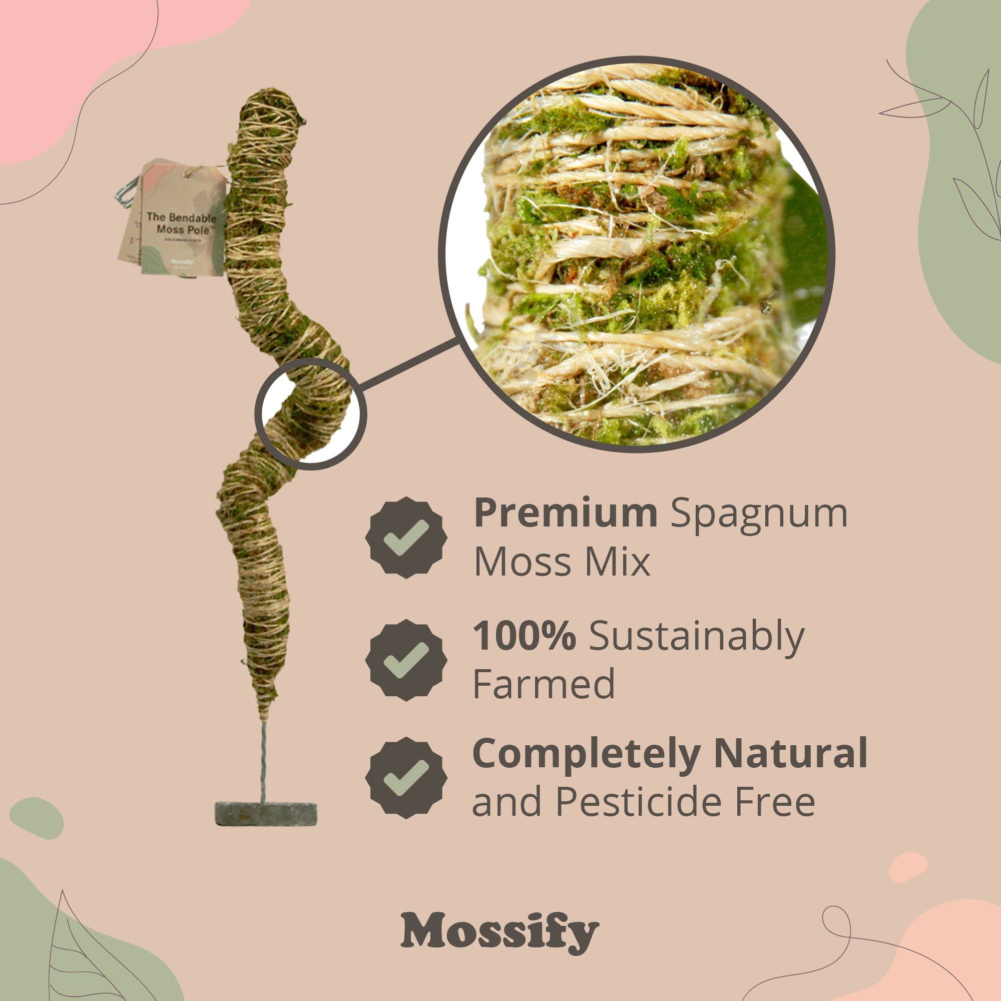 Mossify Bendable Moss Pole 16"