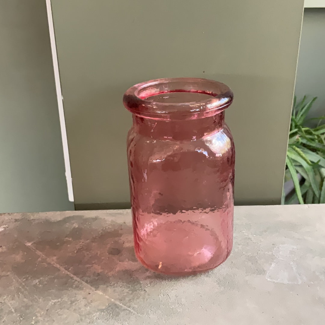 5.5" Hammered Glass Jar Vase