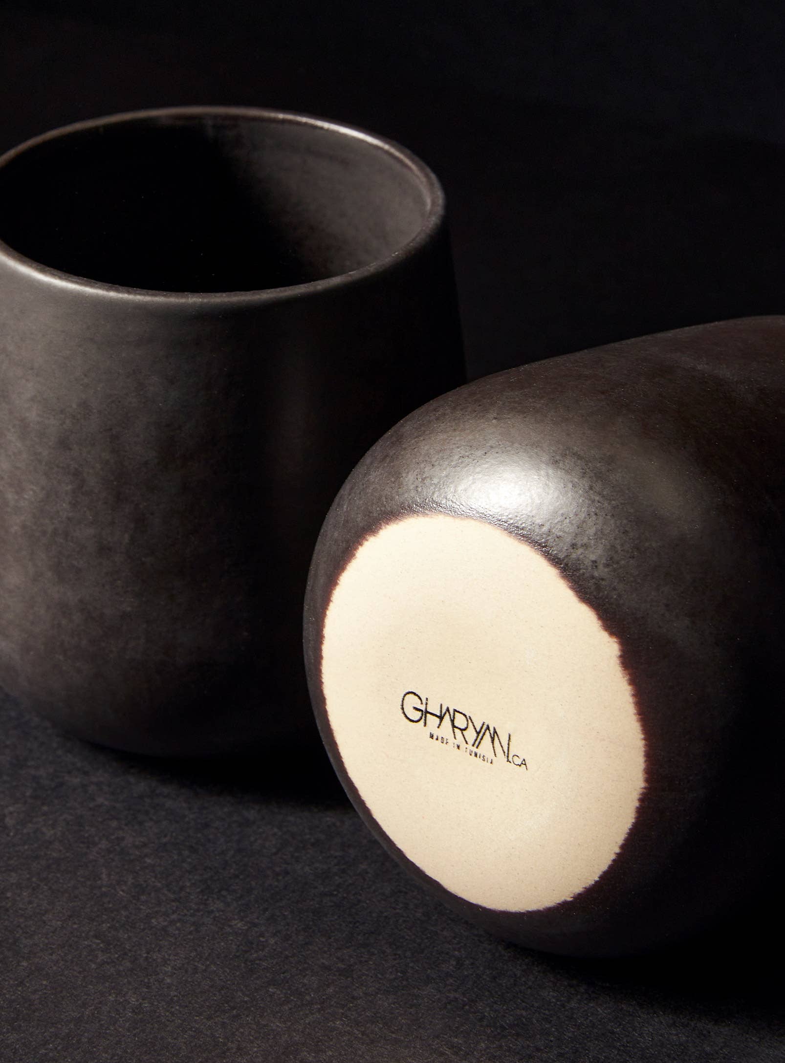 GHARYAN - Stoneware Coffee & Tea Cup | Edan 7.5 oz: Matte Black