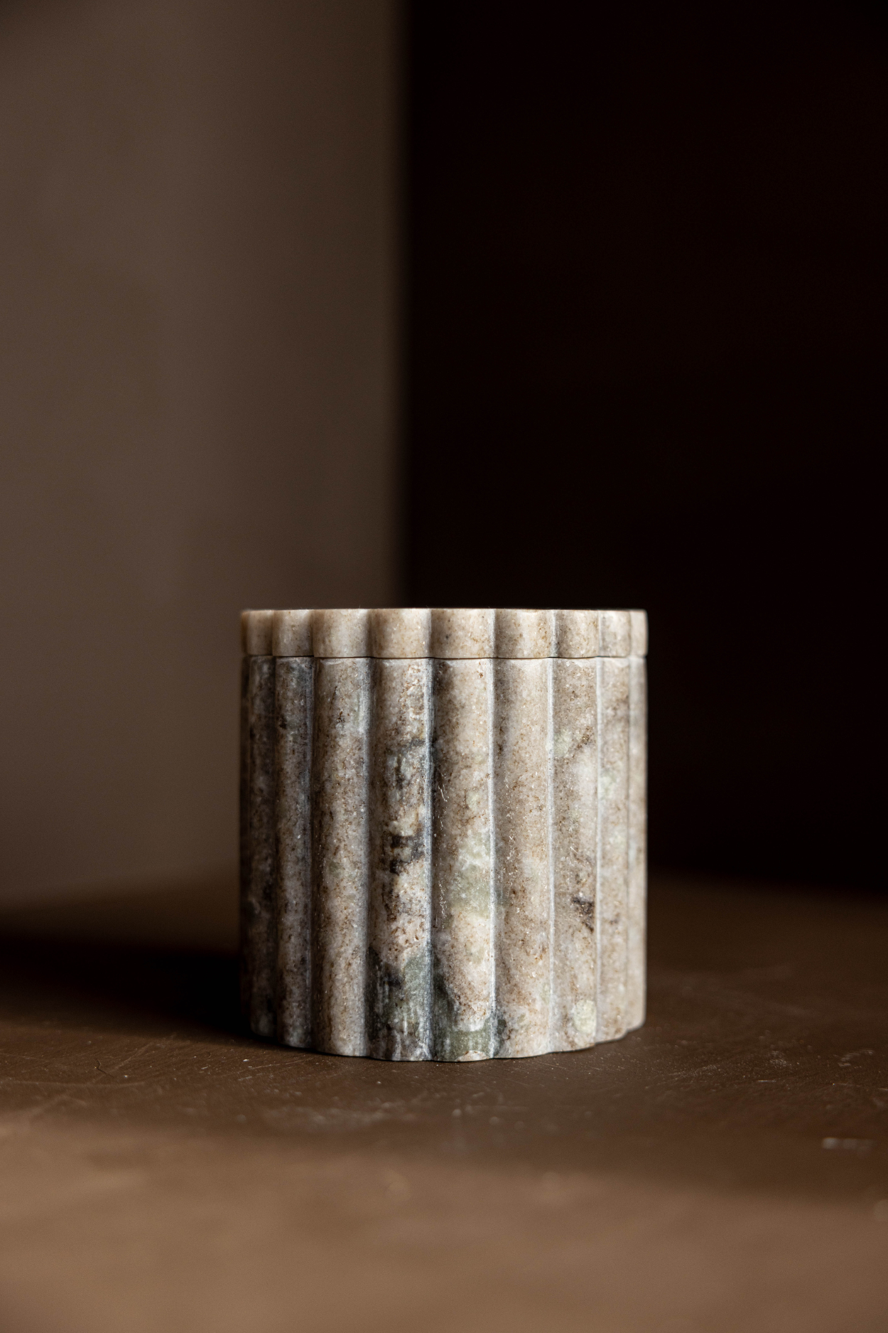 Luxe B Co - Beige Marble Fluted Jar