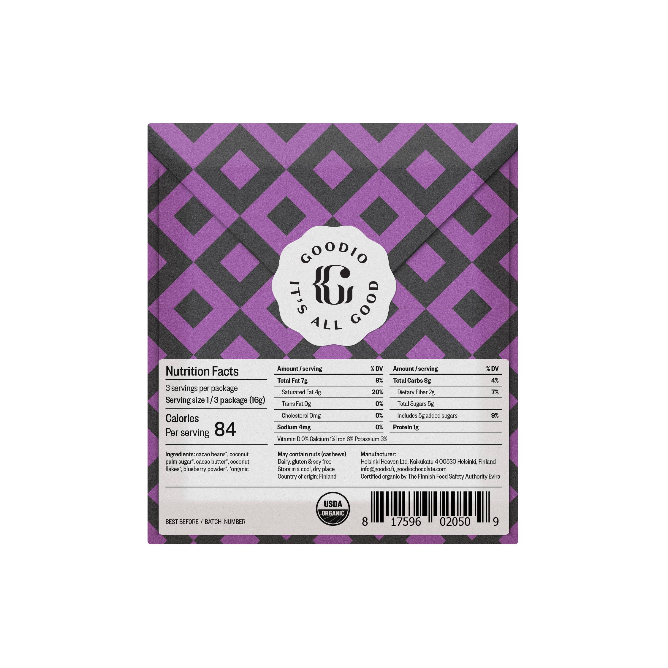 Goodio 61% Wild Blueberry Chocolate